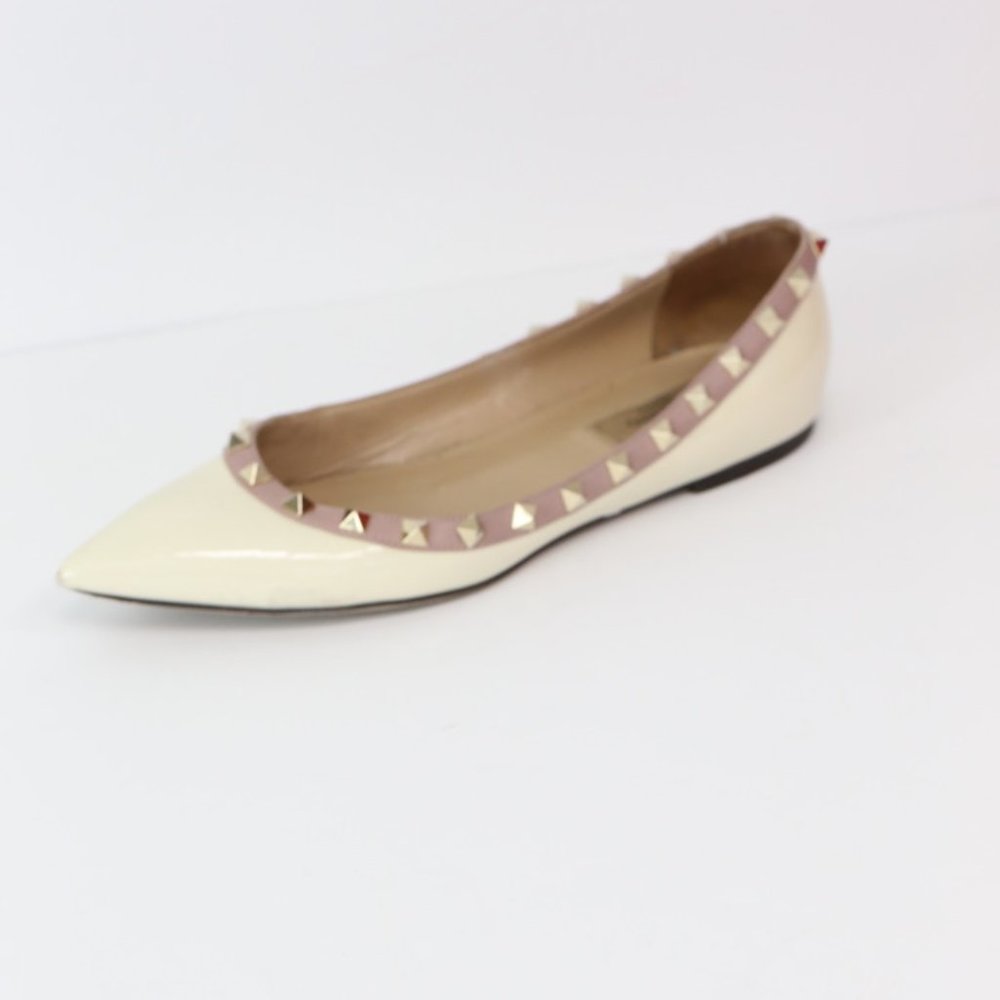 My Valentino Cream Spiked Flats - Picture 7 of 12